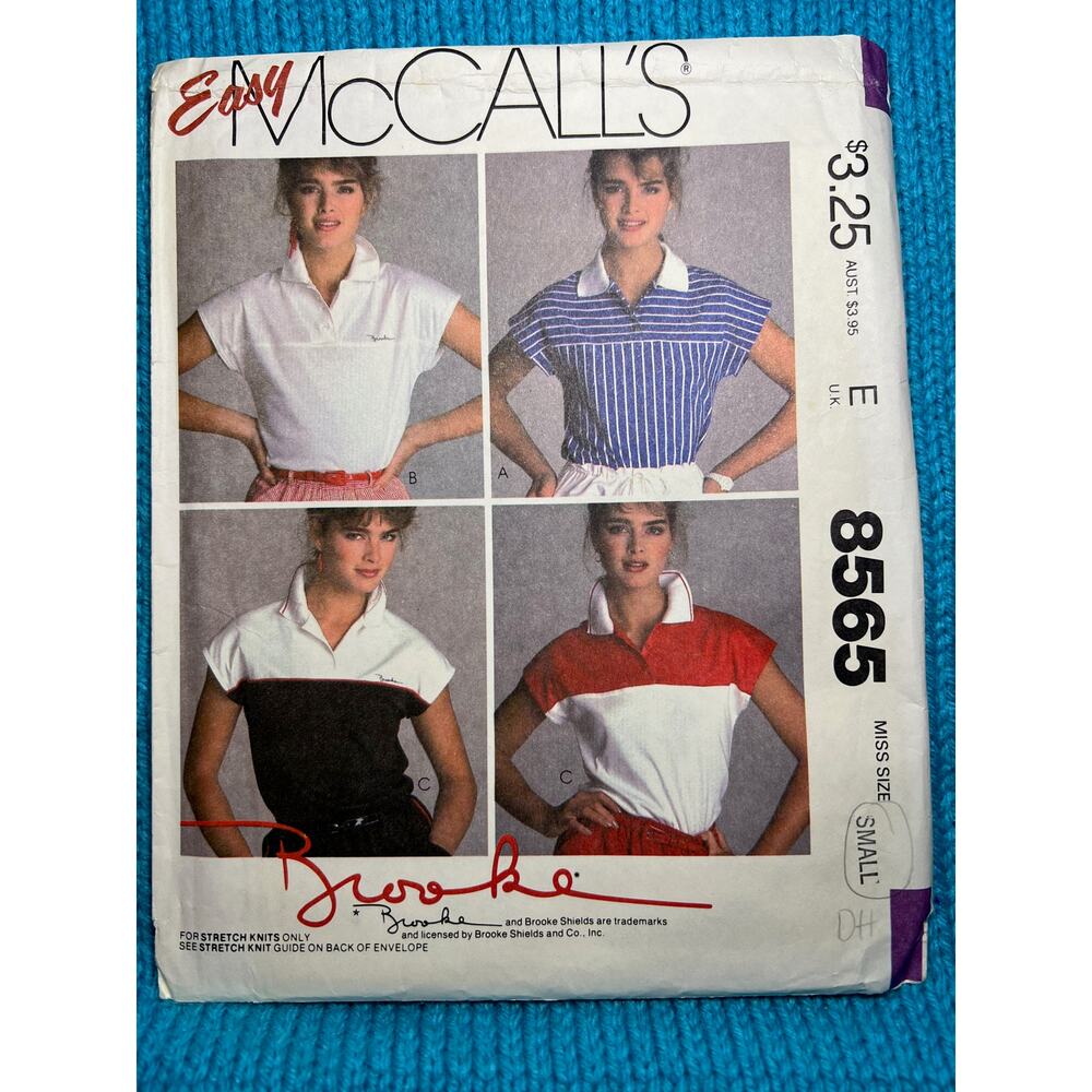 McCalls 8565 Sewing pattern polo shirt Brooke Shields size small
